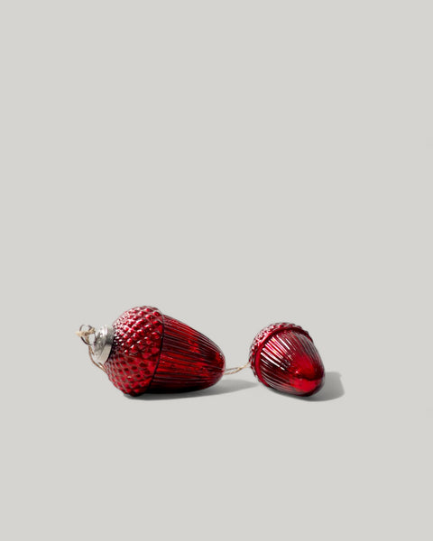 GLAS BAUM-ANHÄNGER EICHEL, L, ROT