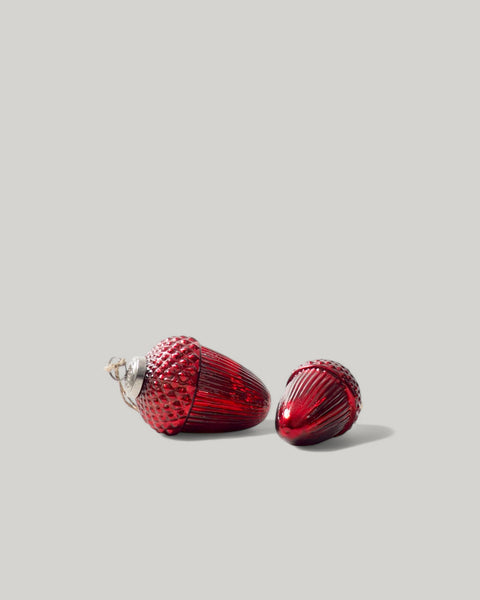 GLAS BAUM-ANHÄNGER EICHEL, L, ROT