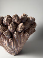 KERAMIK VASE PROTEA-ORNAMENT, ROSA, H 33,5 CM