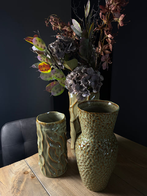 HERBST-SET, FLOWER, GRÜN-COGNAC