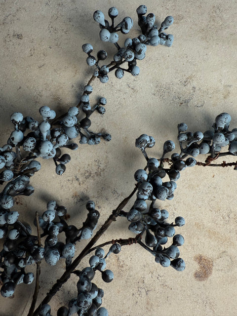 BEEREN-ZWEIG, BLAU-GRAU, 3er-SET