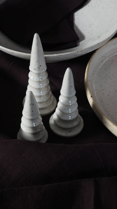 KERMIK TANNENBÄUME, 3er-SET, PYRITWEIẞ