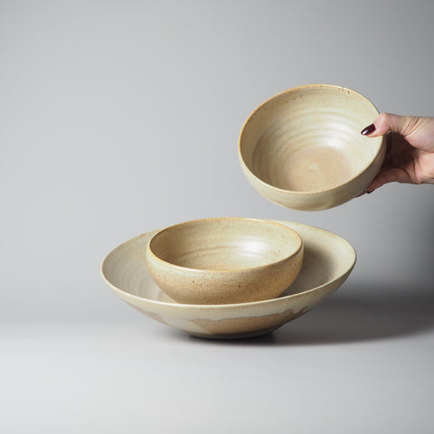 KERAMIK SCHALEN-SET, KARAMELLBEIGE