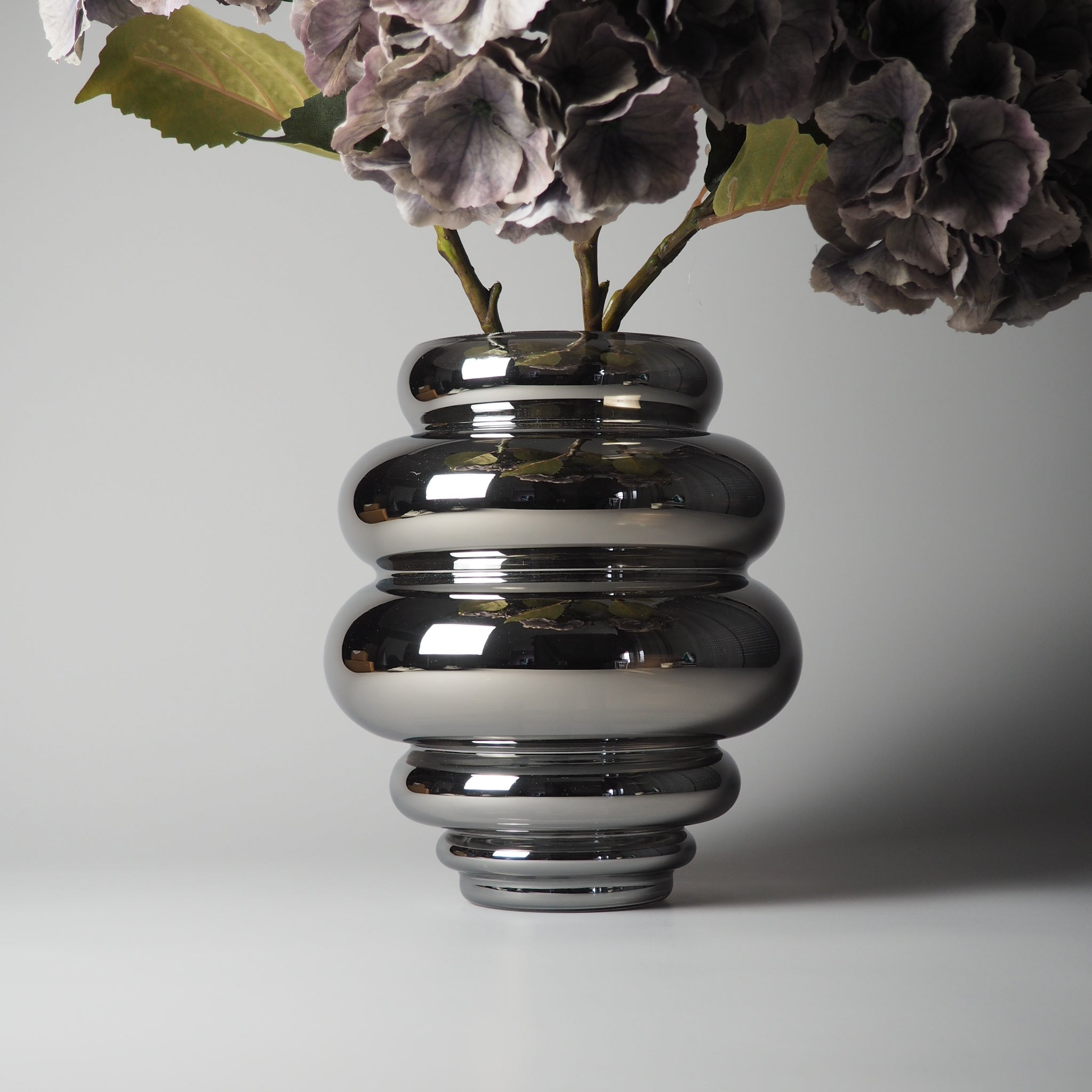 GLASVASE ZORYA, 24 CM, SILBER
