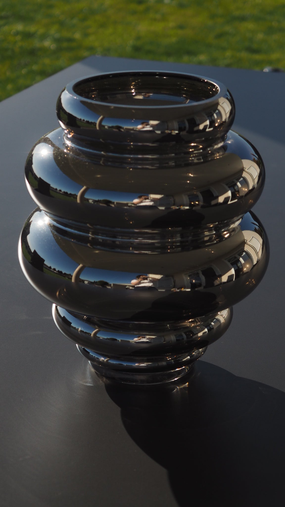 GLASVASE ZORYA, 24 CM, SILBER